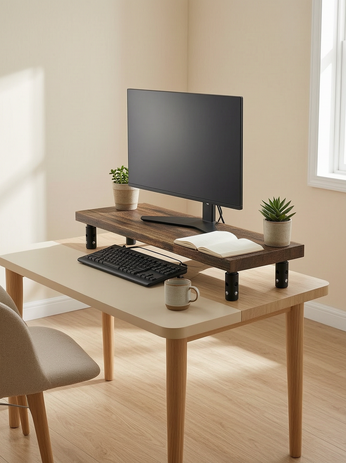 Adjustable Wood Monitor Stand
