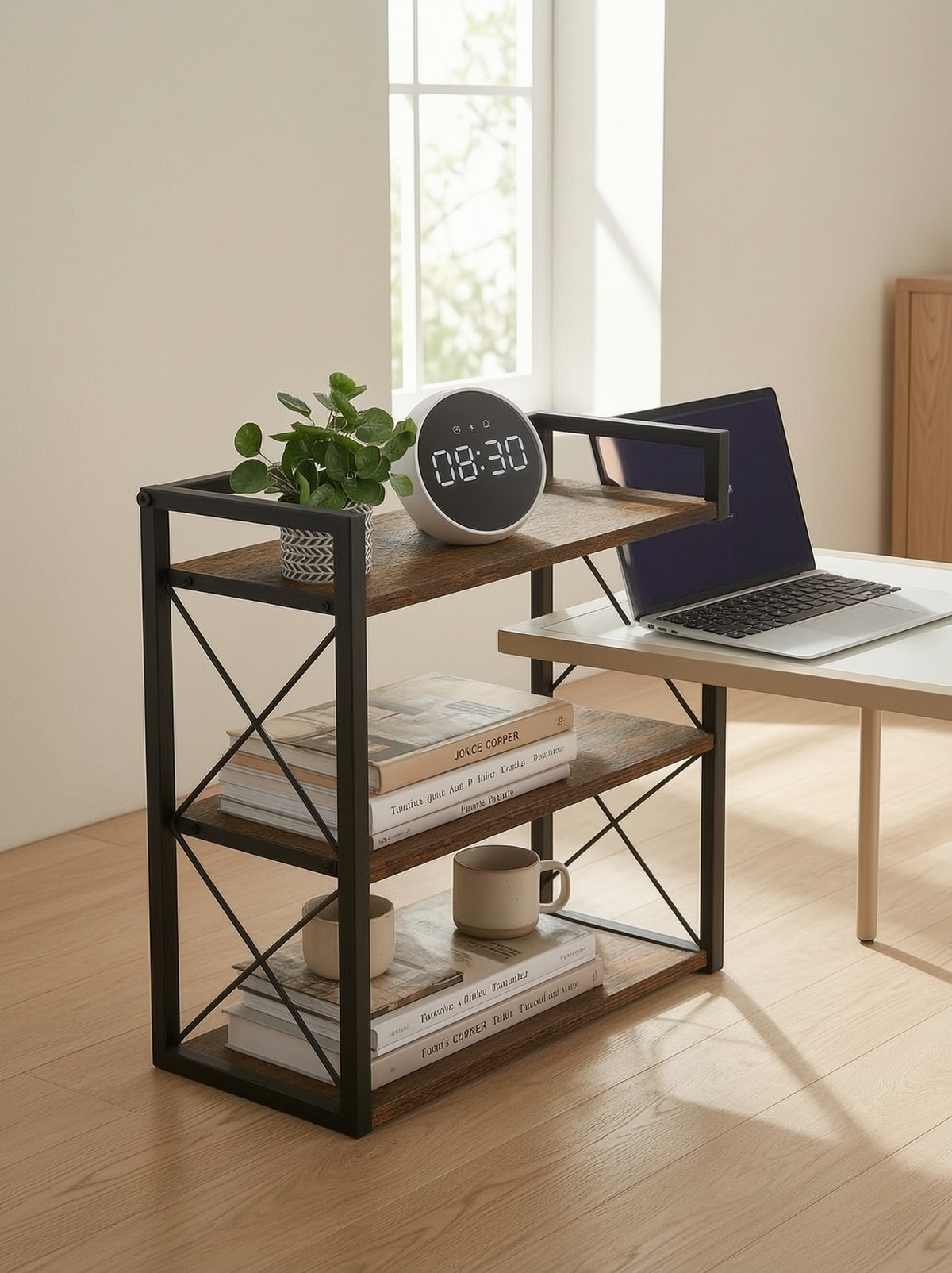 Two-Tier Wood Desk Shelf