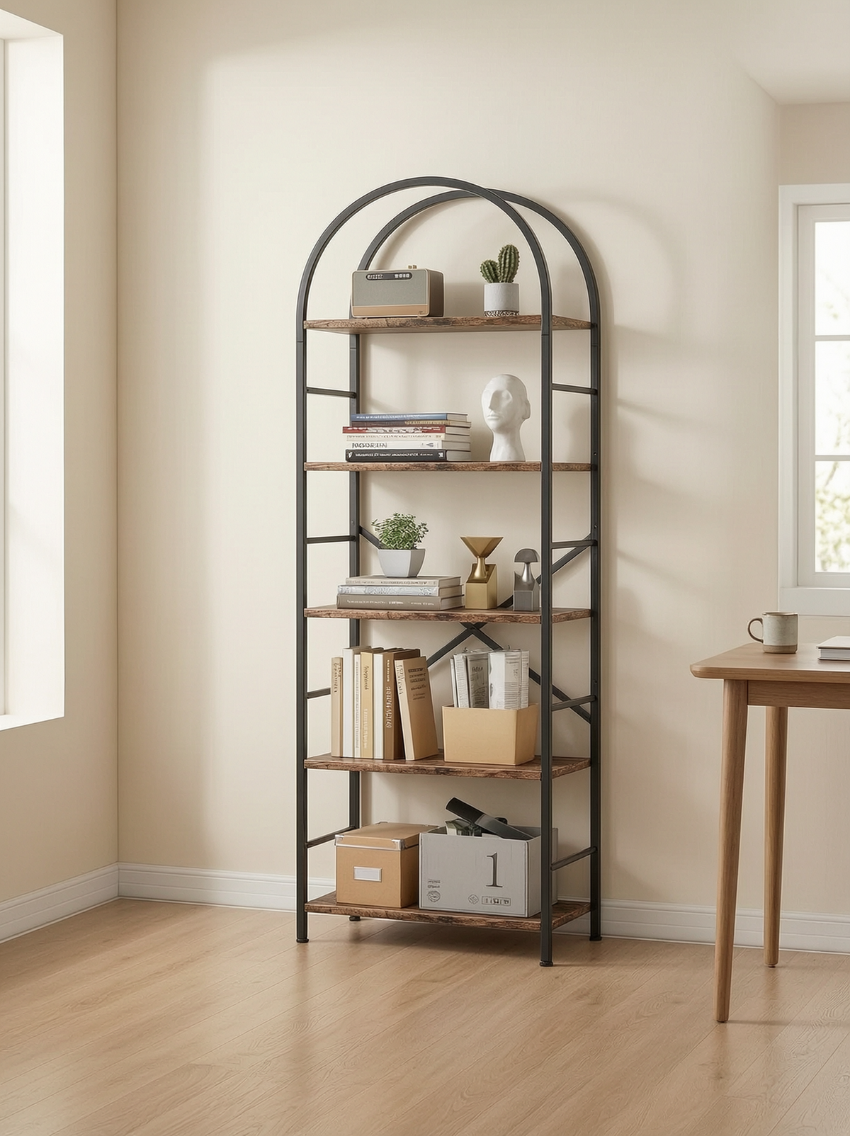 Arched Five-Tier Bookshelf