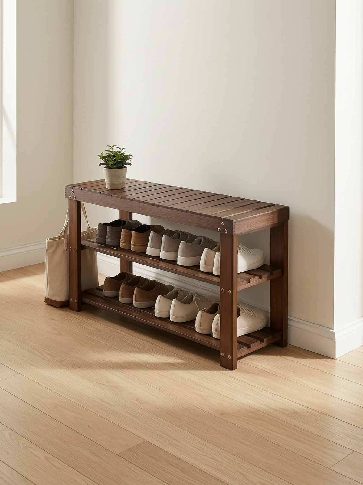 Bamboo Shoe Rack Bench