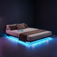 Queen Floating Bed Frame with LED Lights