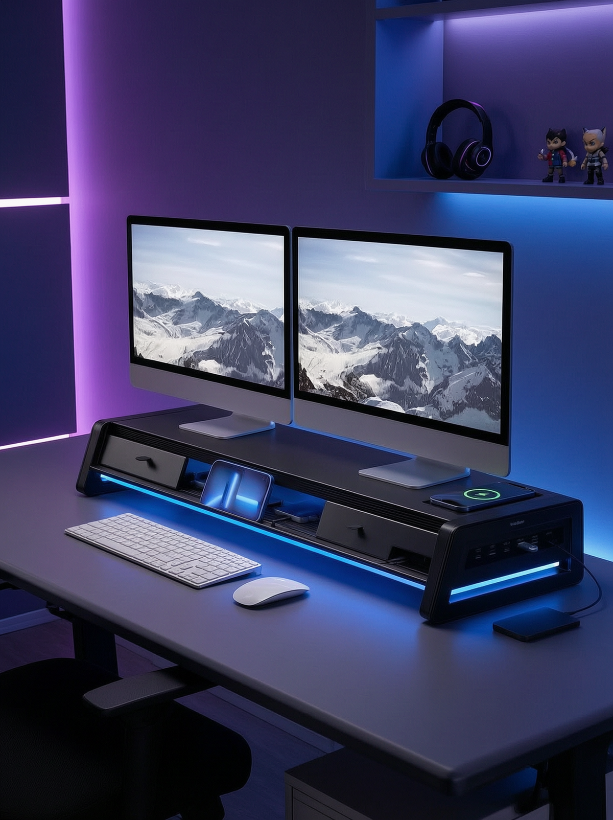 Vaydeer Dual Monitor Riser with Drawers