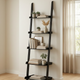 5-Tier Leaning Ladder Bookshelf, Black