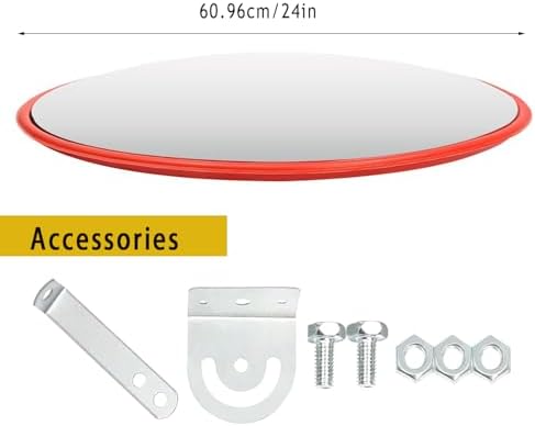 24 in Convex Mirror, Red Frame, photo 4