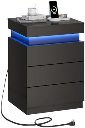 Smart RGB Nightstand with Sliding Top, Black, photo 2