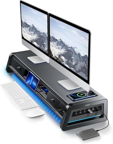 Vaydeer Dual Monitor Riser with Drawers, photo 2