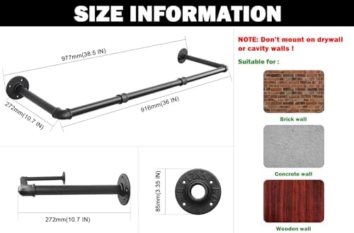 Industrial Pipe Wall Clothes Rack, 36 in, photo 3