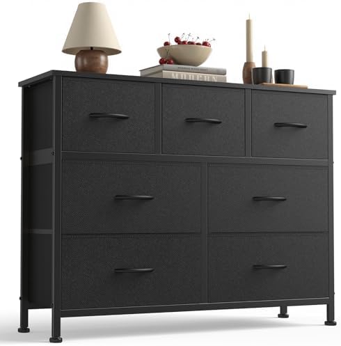 7-Drawer Fabric Dresser, Black, photo 2