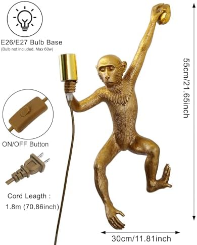 Plug-In Monkey Wall Sconce, photo 6