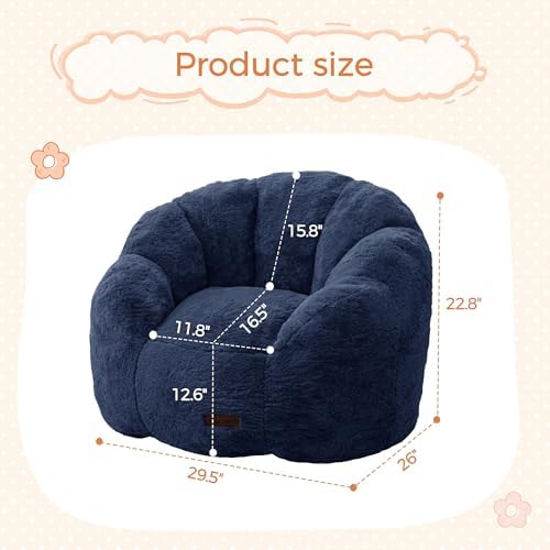 Kids Flower Bean Bag Sofa, Navy, photo 3
