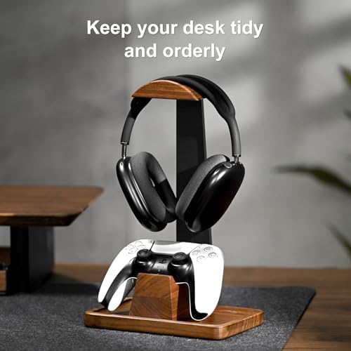 Walnut Headphone Stand with Controller Holder, photo 4