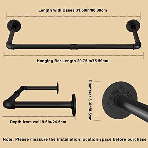 Industrial Pipe Clothes Rail, 31.5 in, 2-Pack, photo 6
