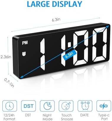 LED Digital Alarm Clock, 6.3 in, photo 3