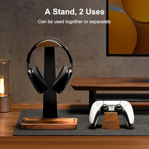 Walnut Headphone Stand with Controller Holder, photo 3