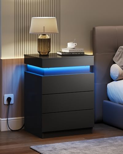 Smart RGB Nightstand with Sliding Top, Black, photo 3