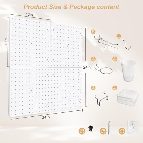 Modular Pegboard Kit, 12 in, White, photo 4