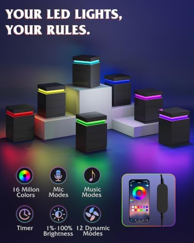 Smart RGB Nightstand with Sliding Top, Black, photo 5
