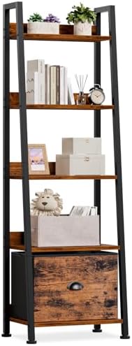 5-Tier Ladder Shelf with Fabric Drawer, photo 2