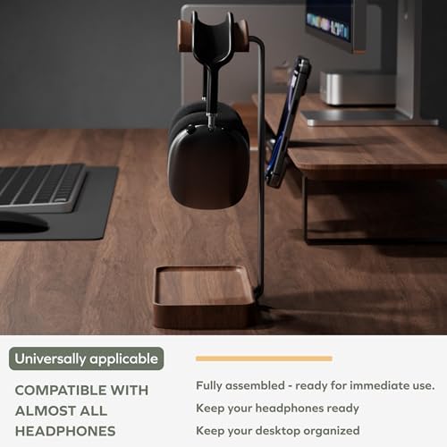 Solid Walnut Headphone Stand with Tray, photo 4