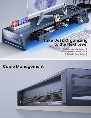 Vaydeer Dual Monitor Riser with Drawers, photo 6