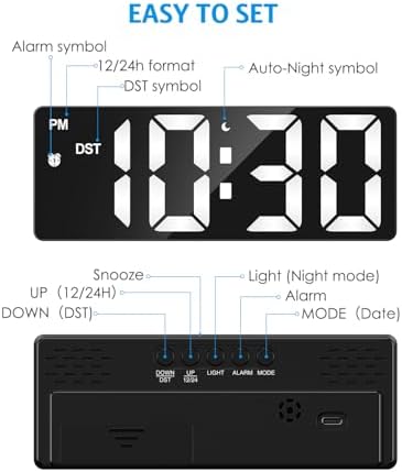 LED Digital Alarm Clock, 6.3 in, photo 4