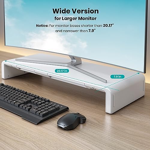 Foldable Monitor Riser with Drawer, White, photo 3