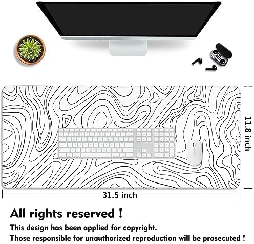 Topographic Desk Mat XXL, White, photo 3