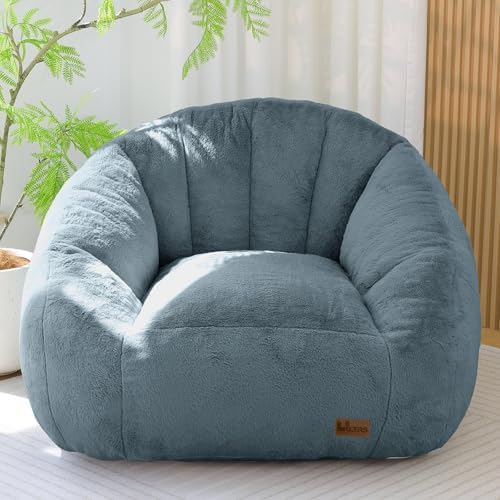 Giant Plush Bean Bag Chair, XL Navy, photo 2