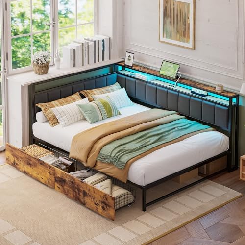 Corner Daybed with Storage Drawers, Black, photo 2