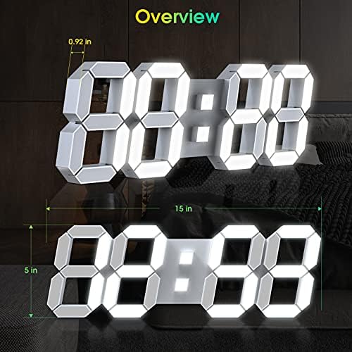 3D LED Wall Clock, 15 in, White, photo 3