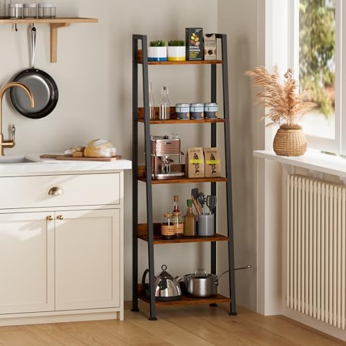 5-Tier Ladder Shelf with Fabric Drawer, photo 6