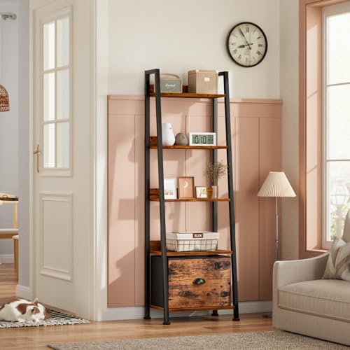 5-Tier Ladder Shelf with Fabric Drawer, photo 3