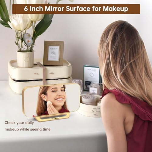 Slim Mirror Digital Alarm Clock, Gold, photo 4