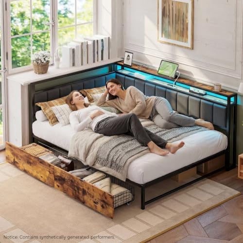 Corner Daybed with Storage Drawers, Black, photo 4