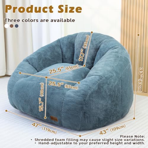 Giant Plush Bean Bag Chair, XL Navy, photo 3
