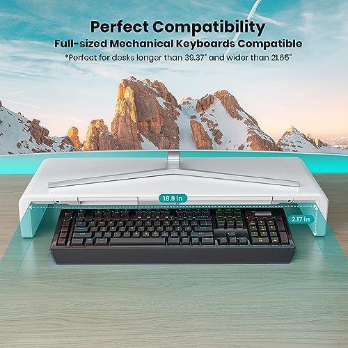 Foldable Monitor Riser with Drawer, White, photo 4