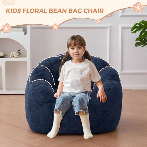 Kids Flower Bean Bag Sofa, Navy, photo 4