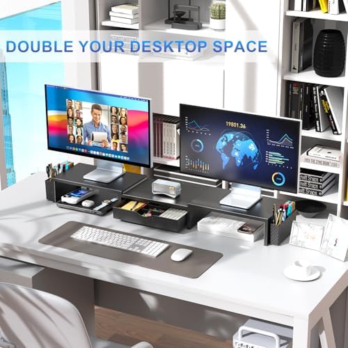 Dual Monitor Riser with Drawer & Pen Holders, photo 4