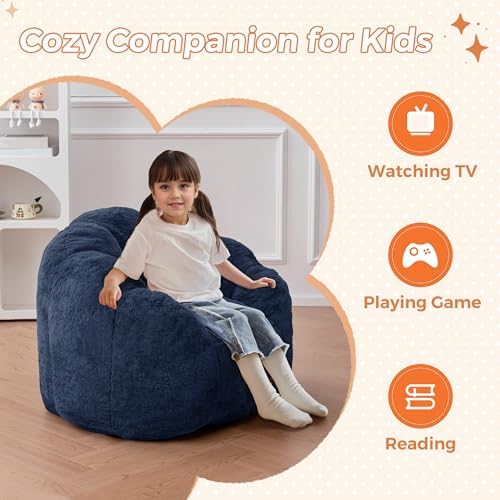 Kids Flower Bean Bag Sofa, Navy, photo 5
