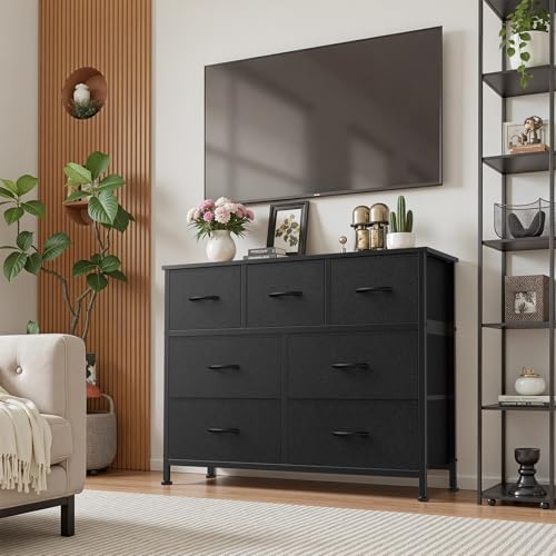 7-Drawer Fabric Dresser, Black, photo 3