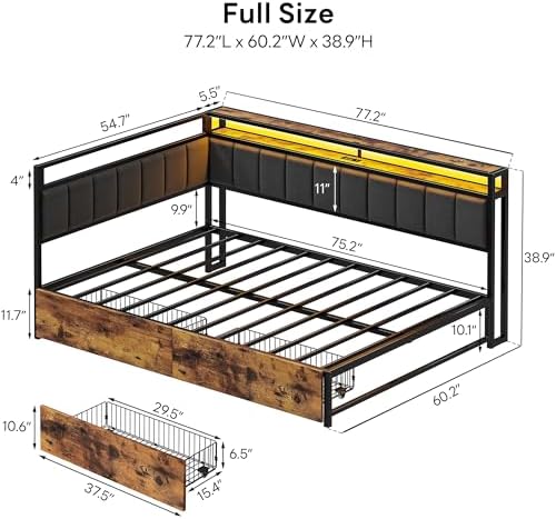 Corner Daybed with Storage Drawers, Black, photo 3