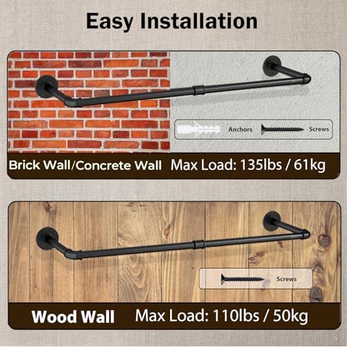 Industrial Pipe Clothes Rail, 31.5 in, 2-Pack, photo 4