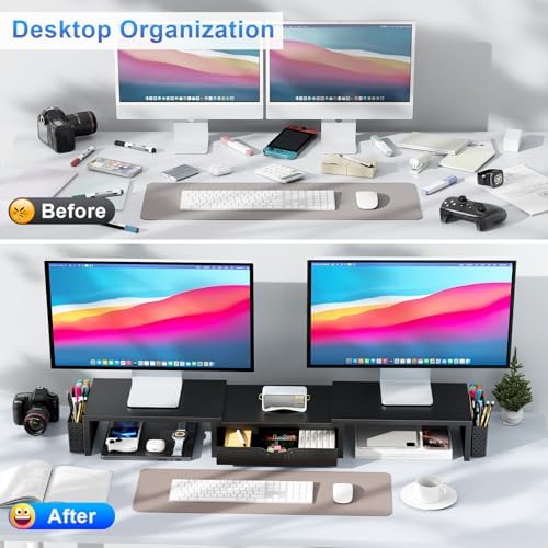 Dual Monitor Riser with Drawer & Pen Holders, photo 3