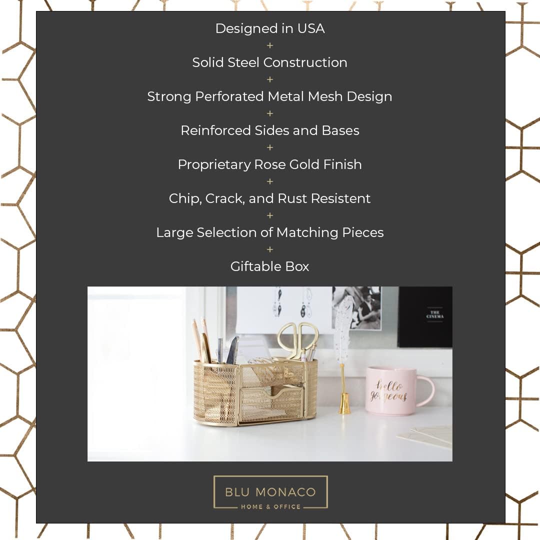 Gold Mesh Desk Organizer with Drawer, photo 4