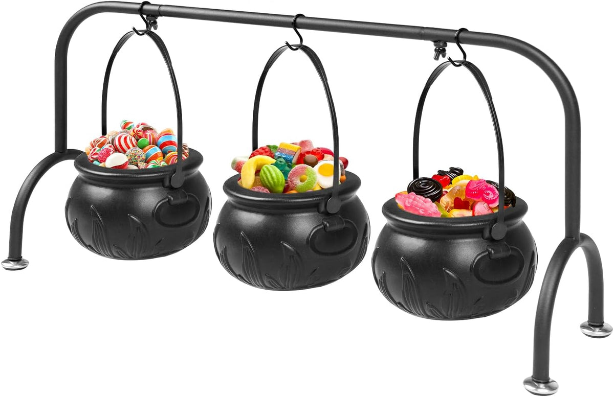 Witch Cauldron Candy Bowls on Rack, Set of 3, photo 2