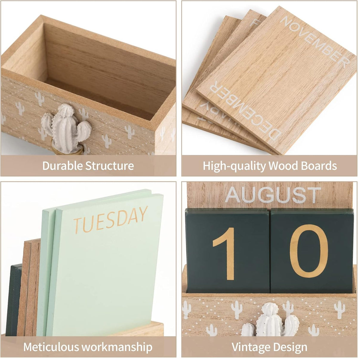 Wooden Perpetual Desk Calendar, photo 6