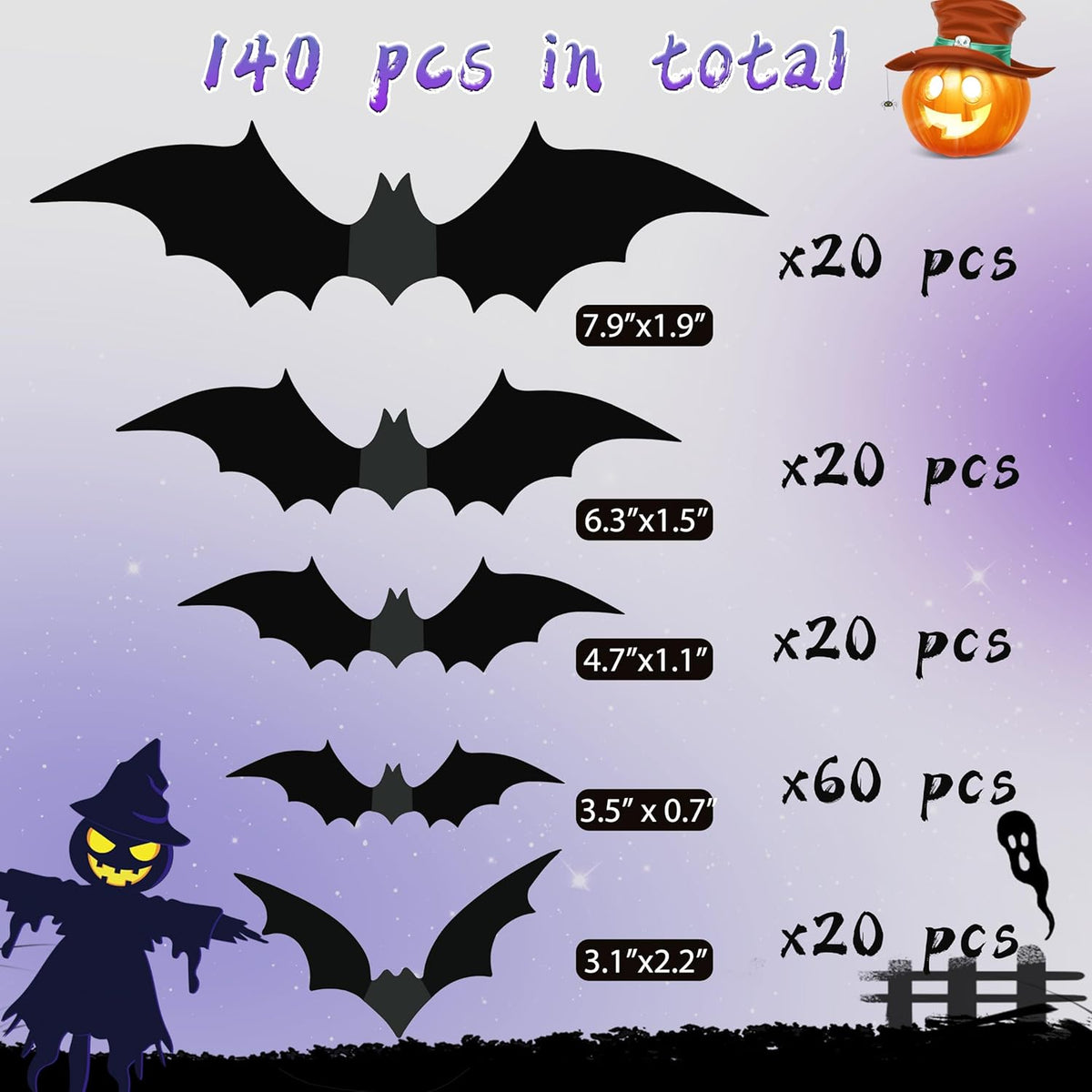 3D Wall Bats, 140 Pieces, photo 6