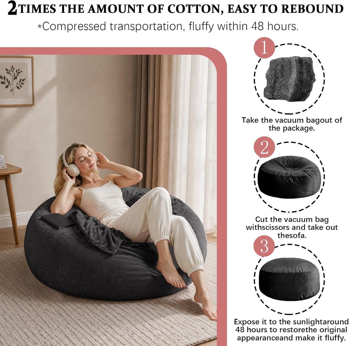 Memory Foam Bean Bag, 4 ft, photo 5