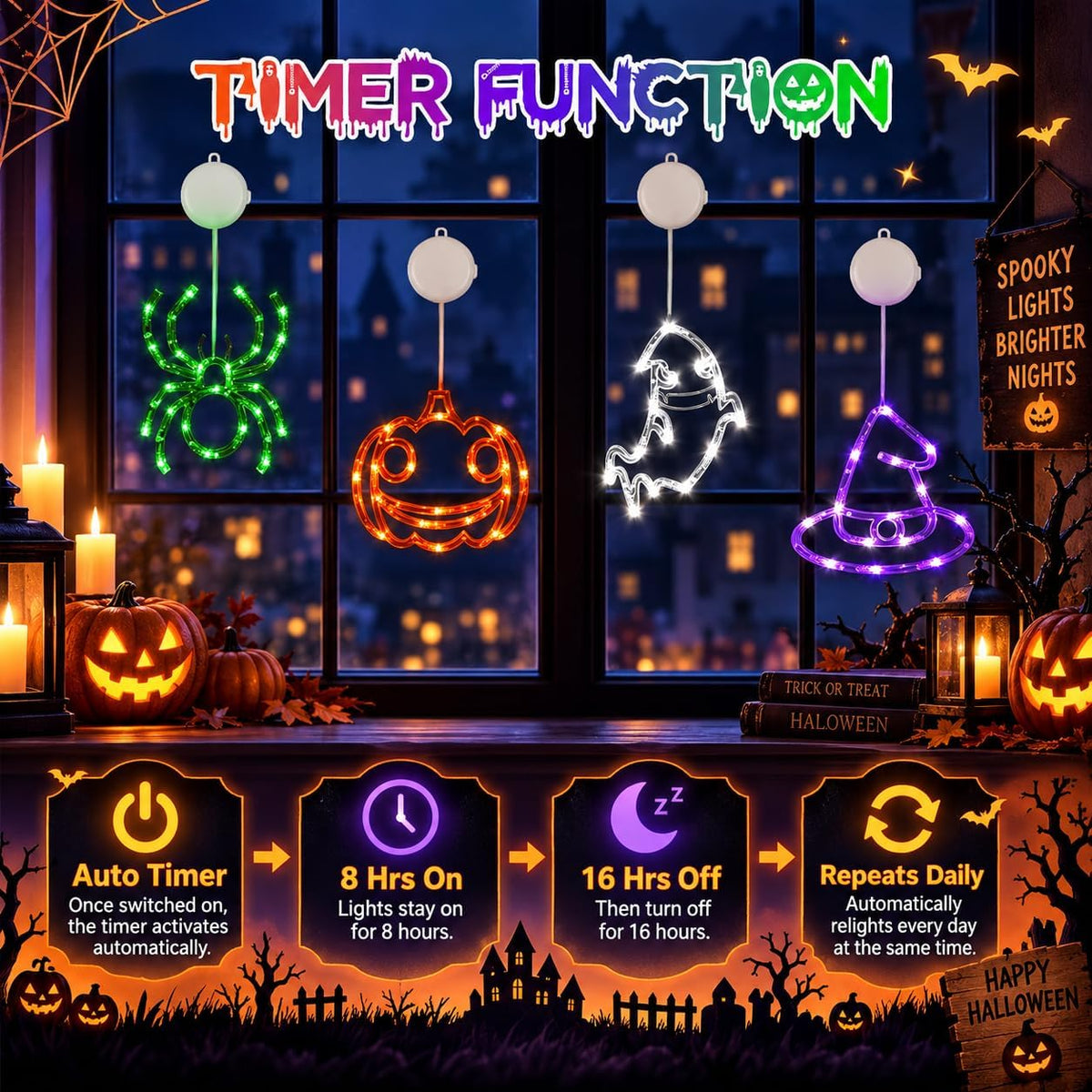 Halloween Window Lights, Set of 4, photo 3