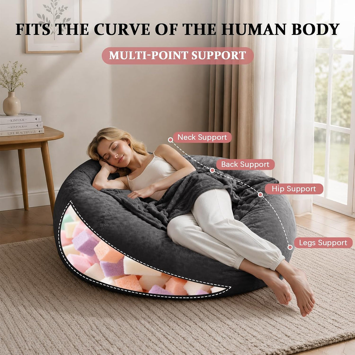 Memory Foam Bean Bag, 4 ft, photo 4